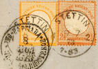 Deutsches Reich 2 1/2 Gr. Reddish brown along with 1/2 Gr. Orange on attractive letter piece, each stamp clear adapted Franco single circle post -
