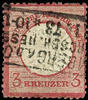 Deutsches Reich 3 Kr. Carmine, plate flaw IV b, centered three lines frame cancel from Homburg on d. Ohm, irregular perforation and thin places, -
