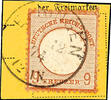 Deutsches Reich 9 Kr. Reddish brown with single circle. ERFINGEN . 12 / 74, on piece, sound, expertized Krug BPP, Michel 550.- -