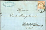 Deutsches Reich 2 1/2 on 2 1/2 Gr. Brown, having bright colours, as usual perforated copy with Prussia two ring cancel LENNEP 14 10 74 as a si -