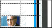Bundesrepublik Deutschland 100 Pfg. Thomas Dehler, right with attaching printed sheet margin field in stamp size, corner margin piece top right, perfectly -