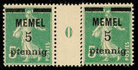 Memel 5 pf on 5 C ZS pair with Millesieme perfectly mint never hinged, Michel 70.- -