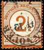 Deutsches Reich 2 1/2 on 2 1/2 Gr. Brown orange, plate flaw Ia strong left displaced 1 in the overprinted value (field 114), having bright col -