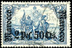 Deutsche Post in Marokko 2 Mark German Reich with overprint Marocco 2 Pes. 50 Cts, used, sound, Michel 180.- -