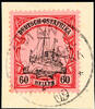 Deutsch-Ostafrika 60 Heller imperial yacht on piece, clear and with well centered cancellation AMANI 29 / 7 09, Michel 120.- -