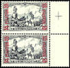 Deutsche Post in der Türkei 15 Piaster on 3 Mark German Reich with inscription Reichspost, overprint in type I, vertical type pair with the original stamp types I ( -