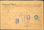 Deutsches Reich Mark 5 Pfg wide stamp with 10 Pfg and 50 Pfg (each b-colour) properly franked on insured letter (folded) over 1.250.- from CRUCZNO 2 -