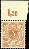 Deutsches Reich 3 Pfennig crown / eagle, pale ochre-brown, upper margin copy (field 4), mint never hinged, very fine, expertized Zenker BPP, Michel 100.- -