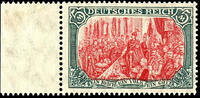 Deutsches Reich 5 Mark German Reich, perforated 26 : 17 perforation holes, war time printing, from left margin of sheet, mint never hinged, very fine, -