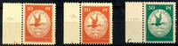 Deutsches Reich 10 Pfennig to 30 penny airmail Rhein / Main, three values, uniform from left margin of sheet, mint never hinged, very fine, Michel 230.- -