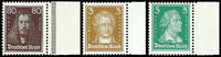 Deutsches Reich 3 Pfennig - 80 penny famous German, uniform from right margin of sheet, complete set with 13 values, mint never hinged, very fine, unsign -