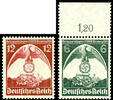 Deutsches Reich 6 Pfennig and 12 penny Nuremberg Nazi Party Congress, inverse watermark (upper hook of the swastika to the right), perfectly mint never h -