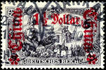 Deutsche Post in China 1 1/2 Dollar on 3 Mark, used, very fresh exception copy, Michel 150.- -