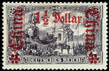 Deutsche Post in China 3 Mark with overprint China 1 1/2 Dollar, unused, sound, expertized Bothe BPP, Michel 100.- -