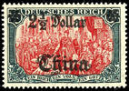 Deutsche Post in China 5 Mark with overprint China 2 1/2 Dollar, mint never hinged, without signature, sound, Michel 140.- -