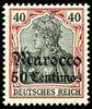 Deutsche Post in Marokko 40 Pfennig Germania with overprint Marocco 50 Centimos, mint never hinged, without signature, sound, Michel 90.- -