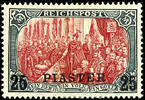 Deutsche Post in der Türkei 25 Piaster on 5 Mark Reichspost, unused with original gum, very fine, Michel 260.- -