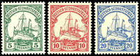 Deutsch-Südwest-Afrika 20 Pfennig 5, 10 and imperial yacht, mint never hinged, sound, without signature, undervalued, Michel 215.- -
