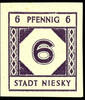Niesky 6 Pf . Numeral, imperforated, perfectly mint never hinged, expertized Zierer BPP, Michel 400.- -