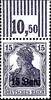   Rumänien 15 B. auf 15 Pfg Germania ohne Aufdruck  M.V.I.R , Walzendruck vom Bogenoberrand, postfrisch, geprüft Mikulski, Mi. 300.- ** postfrisch