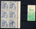 Alliierte Besetzung 84 Pf 80 and . Worker, plate flaw 957 III, 1 time in the margin of six souvenir sheet and 958 I upper margin copy, each mint never hin -