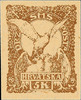 Jugoslawien 5 Kr. Postal stamps, trial printing in original colour (pale brown) on brownish gray, rough, not gummed ordinary paper, photo ex -