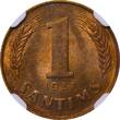 Latvia, 1 Santims, 1937 year, Copper, NGC, MS 64 RB