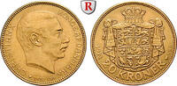 20 Kroner 1914 Dänemark Christian X., 1912-1947, Gold, 8,96 g ss-vz/vz-st, Kratzer auf Vs.