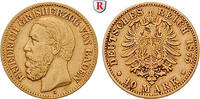 Baden 10 Mark Friedrich I., 1852-1907, 10 Mark 1875, G. Gold. Jaeger 186. -