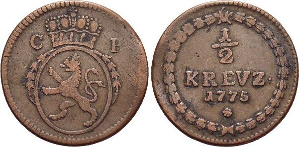 Pfalz-Kurlinie 1/2 Kreuzer 1775 Karl Theodor 1742-1799. VF | MA-Shops