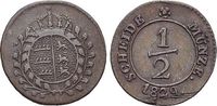 Württemberg 1/2 Kreuzer Wilhelm I. 1816-1864. -
