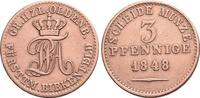 Oldenburg Für Birkenfeld, CU-3 Pfennig 1 Paul Friedrich August 1829-1853. -
