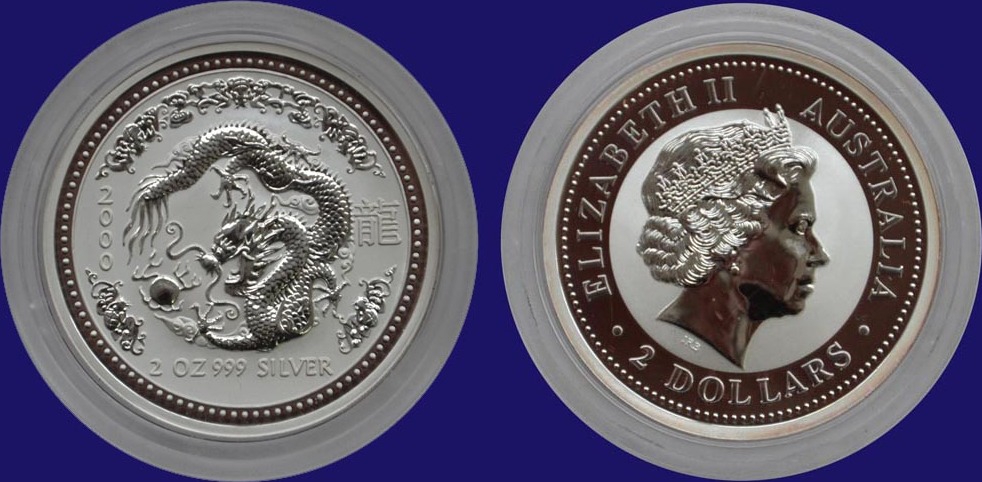 銀貨 2oz 2000年オーストラリア 龍 楽天市場】オーストラリア 2ドル 2000年 龍年 2オンス 銀貨 : WORLD