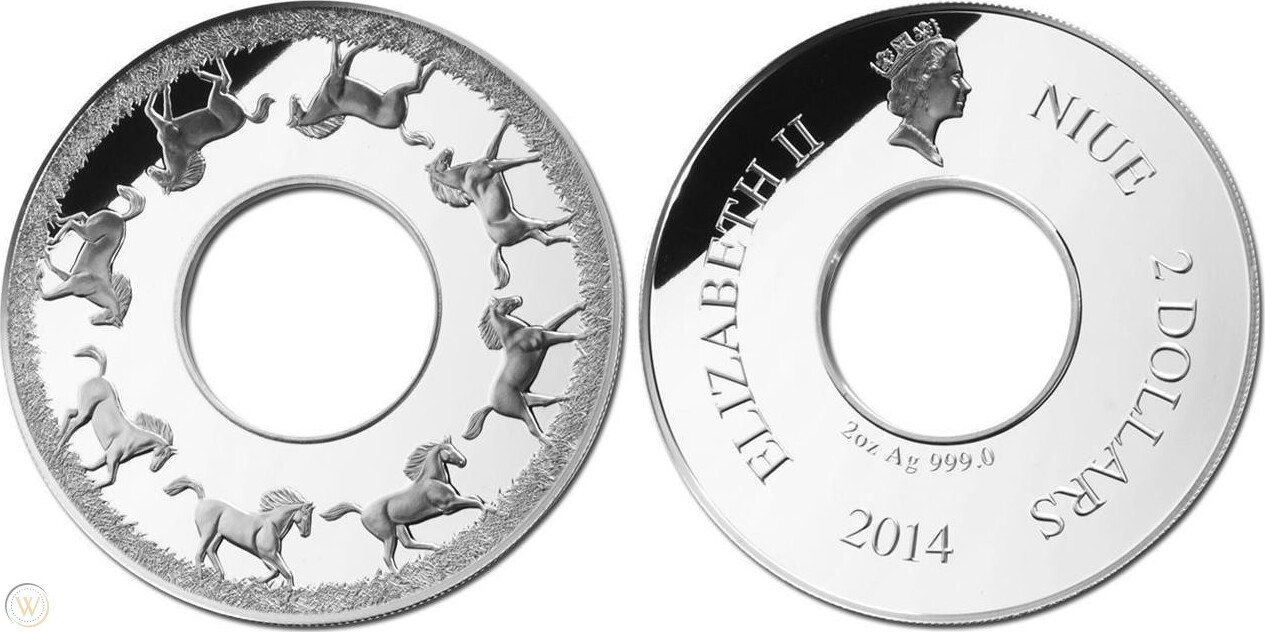 Niue 2 Dollar 2014 Year of The Horse Rotating Coin 2 Oz Limited