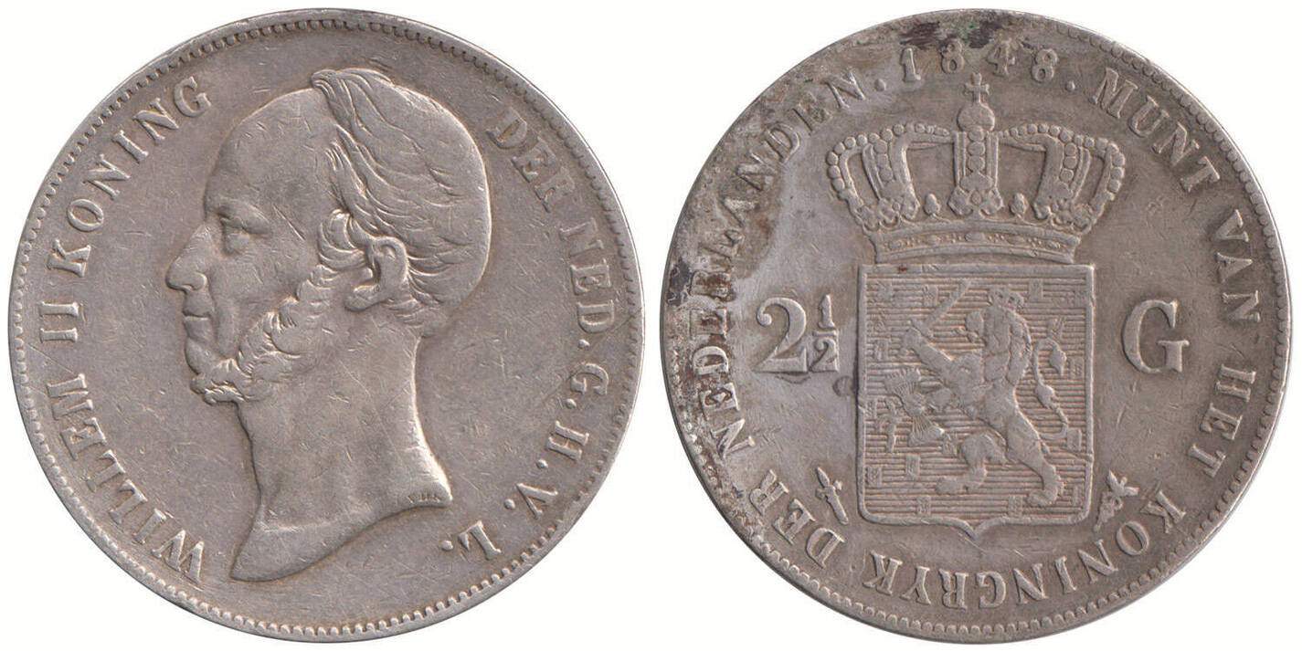 Nederland Koninkrijk 2½ Gulden / Rijksdaalder 1848 Willem II 1840-1849