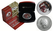 Australië 1 Dollar Lunar II Year of the Dragon colored Black & Red -