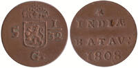 ½ Duit 1808 Nederlands Indië Onder het Koninkrijk Holland 1806-1811 Vz
