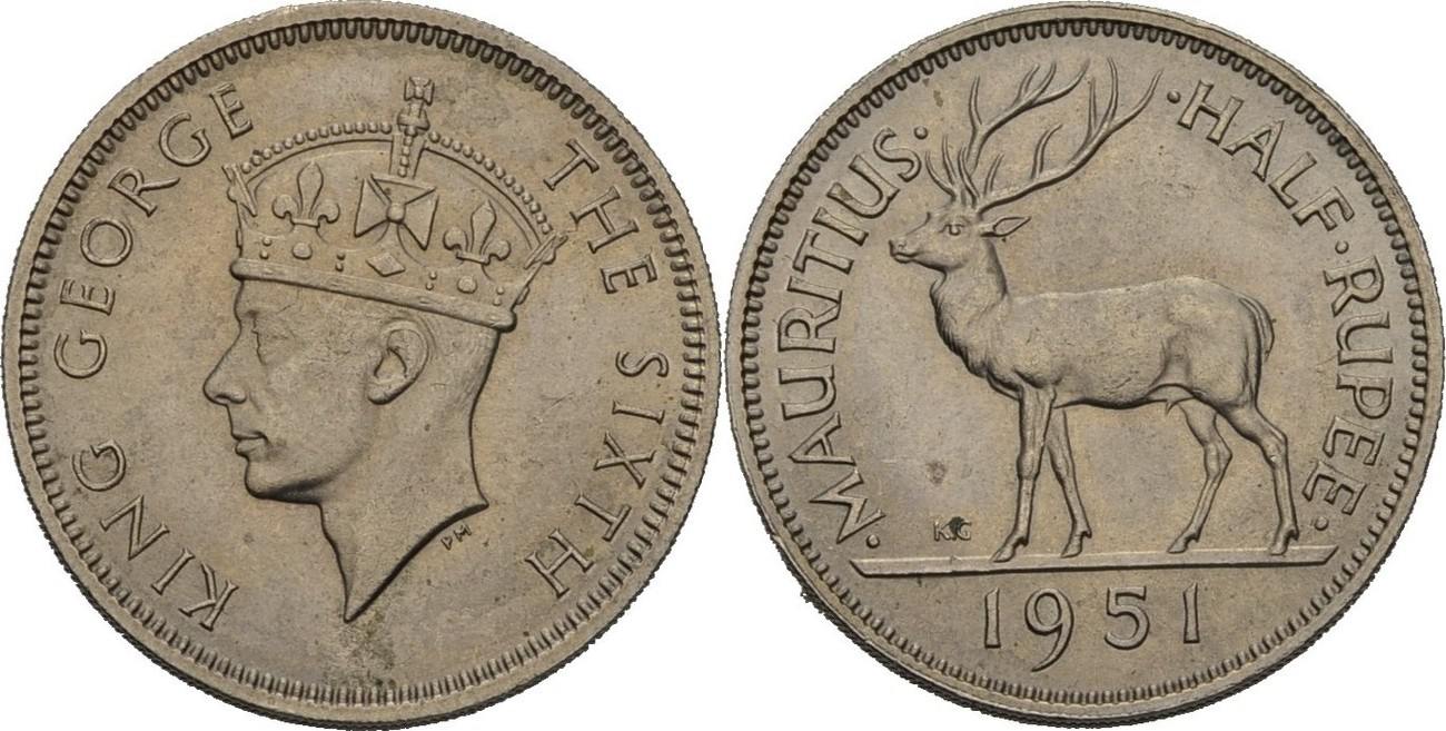 Mauritius 1/2 Rupie 1951 Georg VI. UNC | MA-Shops