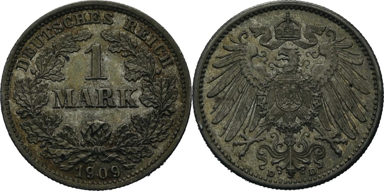 Монета 1909 года. Марка Deutsches Reich 1916. Германия 1 марка 1873.