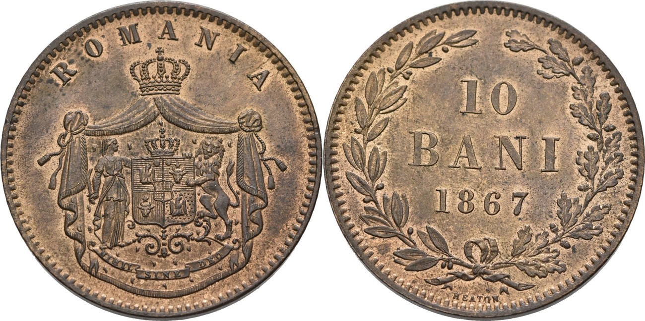 Rumänien Romania 10 Bani 1867 Carol I., 1866-1914 CH UNC | MA-Shops