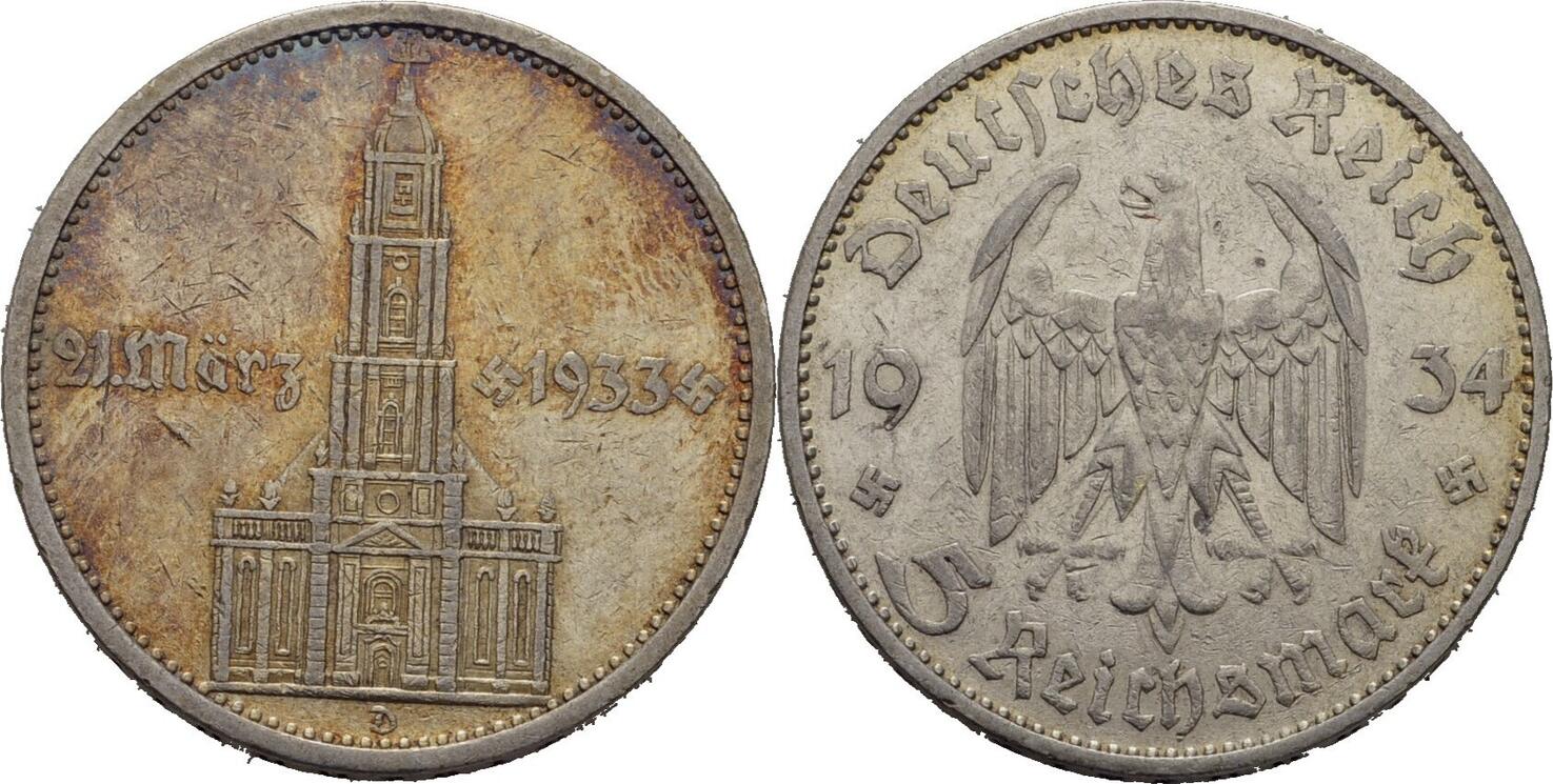 エスペラント　ESPERANTO　1933 1934 1935 Deutsches Reich 5 Reichsmark 1934 D Garnisonskirche mit