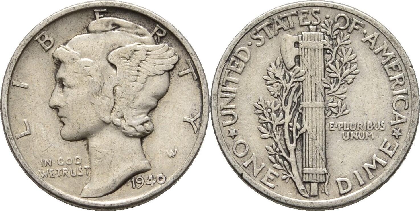 USA 1 Dime 1940 VF | MA-Shops