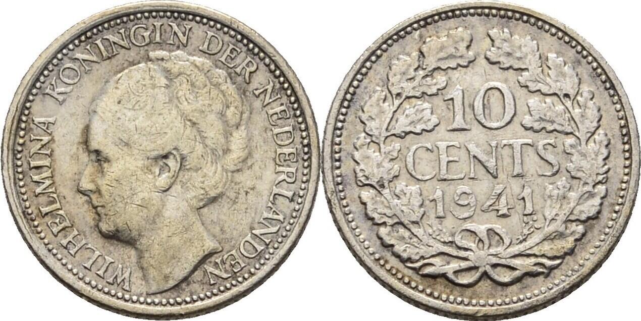 Niederlande 10 Cent 1941 Wilhelmina 1890 1948 VF MA Shops niederlande-10-cent-1941-wilhelmina-1890-1948-vf-ma-shops