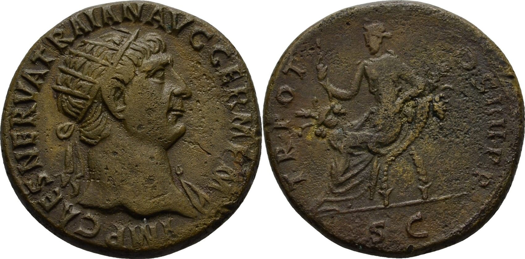 RÖMISCHE KAISERZEIT Dupondius 101-102 Trajan, 98-117 VF | MA-Shops