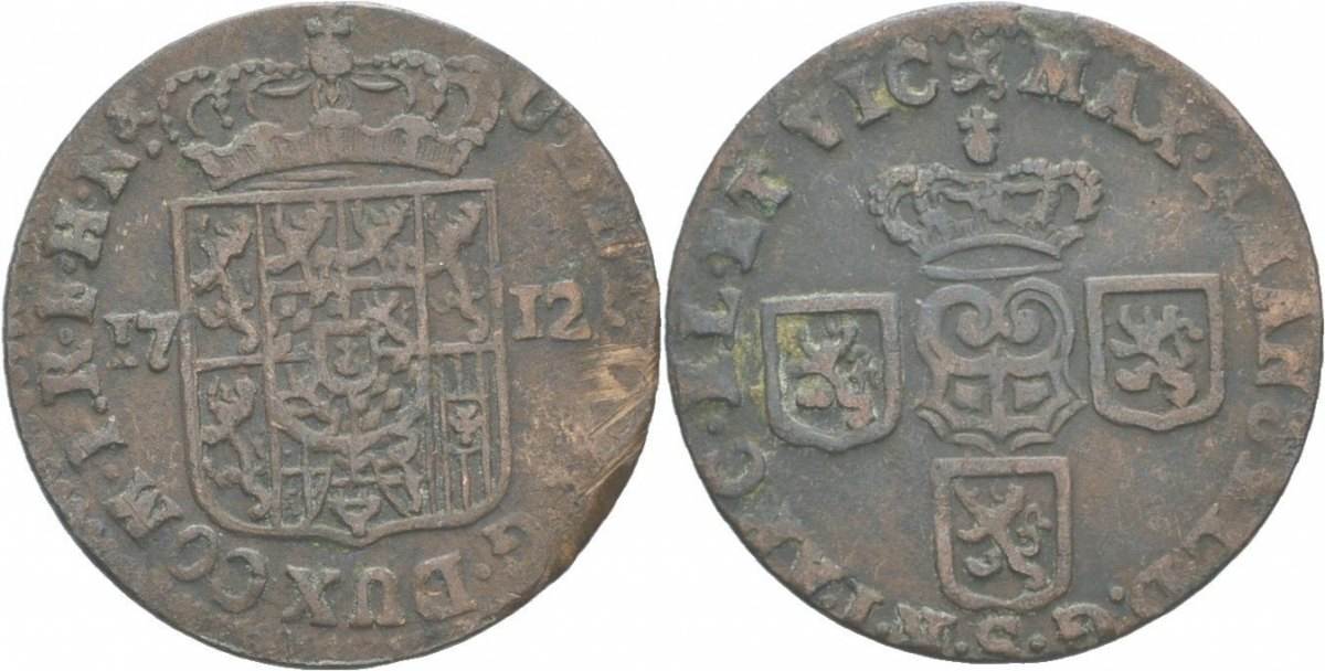 Luxemburg 1 Liard 1712 Maximilian Emanuel von Bayern. VF- | MA-Shops