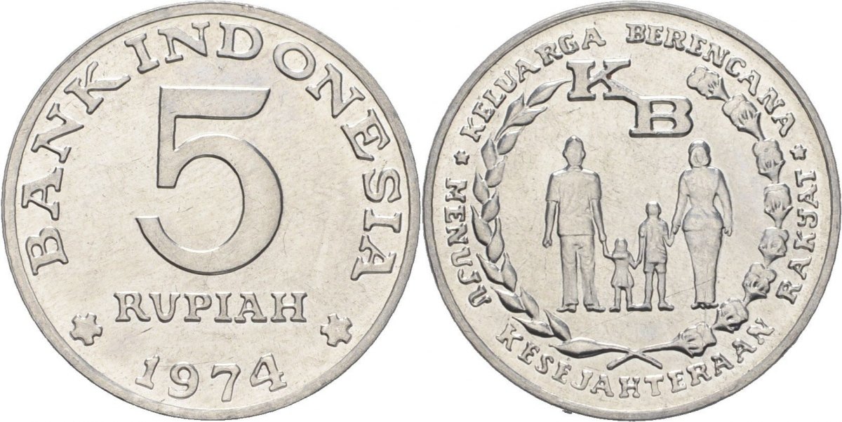 5 rupiah 1974 indonesien ch unc