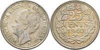 Niederlande 25 Cents Wilhelmina 1890-1948. -