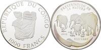 1000 Francs 1993 Kongo Elephant offen, Kontaktmarken, polierte Platte