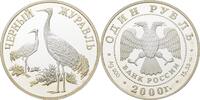1 Rubel 2000 Russland Kranich offen, Kontaktmarken, polierte Platte