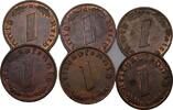 Deutsches Reich 1 Reichspfennig 6 Stück -